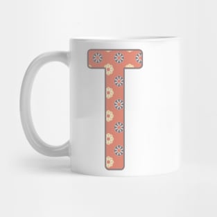 MONOGRAM LETTER T PINK FLORAL TYPOGRAPHY DESIGN Mug